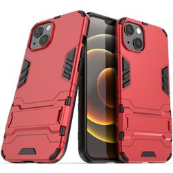 Mobigear Armor Stand Coque iPhone 13 Coque arrière Rigide Anti-Chocs avec Support Amovible - Rouge