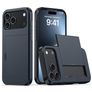 Mobigear Card Coque iPhone 18 Pro Coque arrière Rigide Anti-Chocs avec Porte-Cartes - Bleu