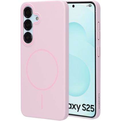 Mobiparts Slim Line Samsung Galaxy S25 MagSafe Plastique rigide Coque arrière - Blush Pink