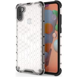 Mobigear Honeycomb Coque Transparente Samsung Galaxy A11 Coque arrière Rigide Anti-Chocs - Transparent