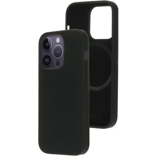 Mobiparts Coque iPhone 14 Pro MagSafe Coque arrière en Silicone - Noir