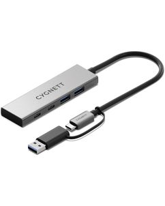 Cygnett Unite 4-in-1 - Hub USB-A / USB-C vers USB-A / USB-C - Argent