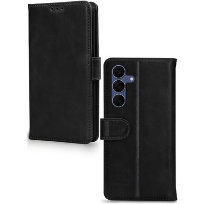 Mobilize Wallet Housse Samsung Galaxy S25 FE Etui en Cuir Véritable Porte-Monnaie - Noir
