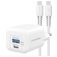 Mobilize Wall Charger - Double USB / USB-C USB-C 1.2 mètres Power Delivery 30W - Blanc