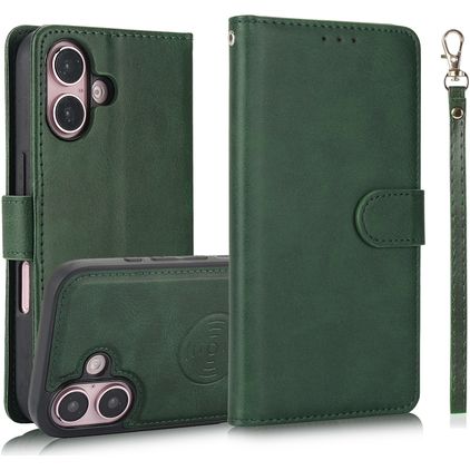 Mobigear Wallet Housse iPhone 16 Etui avec Coque Détachable Porte-Monnaie - Vert