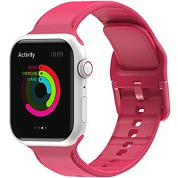 Mobigear Dashed Bracelet Silicone Apple Watch Fermeture boucle ardillon - 49/46/45/44 mm - Rouge