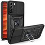 Mobigear Armor Ring Cam Slide Coque Samsung Galaxy S22 Coque arrière Rigide Anti-Chocs avec Anneau-Support et Protecteur Lentilles - Noir