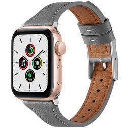 Mobigear Napoli Bracelet Cuir pour Apple Watch Fermeture boucle ardillon - 49/46/45/44 mm - Gris