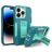 Mobigear Heavy Armor Stand Coque iPhone 14 Pro Coque arrière Rigide Anti-Chocs avec Support Amovible - Vert