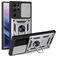 Mobigear Armor Ring Cam Slide Coque Samsung Galaxy S22 Ultra Coque arrière Rigide Anti-Chocs avec Anneau-Support - Argent
