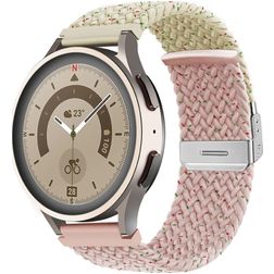 Mobigear Braided Dual Bracelet Nylon Smartwatch Fermeture à pince - Connexion universelle de 22 mm - Rose / Lumière stellaire