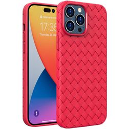 Mobigear Woven Coque iPhone 14 Pro Max Coque arrière en TPU Souple - Rouge