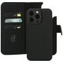 Mobiparts Housse iPhone 15 Pro Max MagSafe Etui avec Coque Détachable en Cuir Véritable Porte-Monnaie - Noir