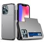 Mobigear Card Coque iPhone 13 Mini Coque arrière Rigide Anti-Chocs avec Porte-Cartes - Gris