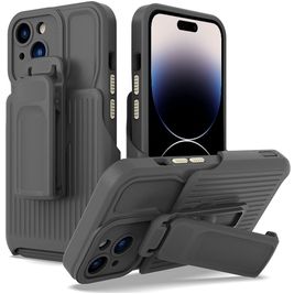 Mobigear Explorer Coque iPhone 14 Pro Max Coque arrière Rigide Anti-Chocs avec Support Amovible - Gris
