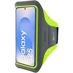 Mobiparts Comfort Fit Brassard Téléphone Samsung Galaxy S25 Brassard Coque de Sport en Neoprène - Neon Green