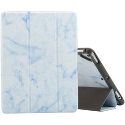 Mobigear Tri-Fold Marble Coque iPad 6 (2018) Etui + Porte-crayon - Bleu