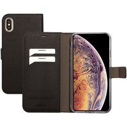 Mobiparts Saffiano Wallet Housse iPhone XS Max Etui Porte-Monnaie - Noir