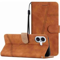 Mobigear Stitch Housse iPhone 17 Etui Porte-Monnaie - Marron