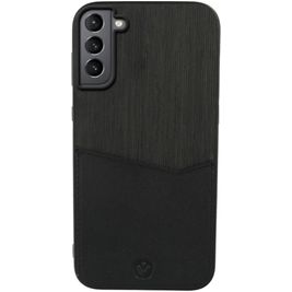 Valenta Card Slot Coque Samsung Galaxy S21 Plus Coque arrière en Cuir Véritable avec Porte-Cartes - Noir