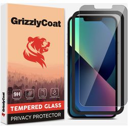 GrizzlyCoat Easy Fit AntiSpy iPhone 13 Mini Verre trempé Protection d'écran Anti-espion - Compatible coque + Cadre de pose