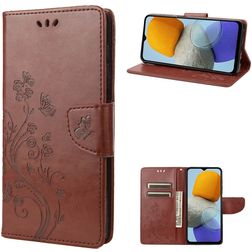Mobigear Flowers Housse Samsung Galaxy M23 Etui Porte-Monnaie - Marron