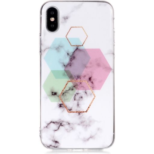 Mobigear Marble Coque iPhone XR Coque arrière en TPU Souple - Hexagon
