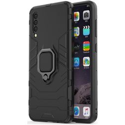 Mobigear Armor Ring Samsung Galaxy A50 Plastique rigide Coque arrière Antichoc avec bague de maintien - Noir