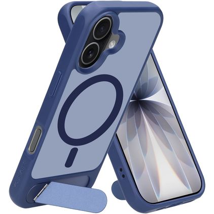 Mobiparts Hardcover Coque iPhone 17 MagSafe Coque arrière Rigide avec Support Amovible - Satin Blue