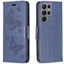 Mobigear Butterfly Housse Samsung Galaxy S23 Ultra Etui Porte-Monnaie - Bleu