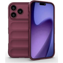 Mobigear Bumpy Coque iPhone 18 Pro Coque arrière en TPU Souple - Wine Red