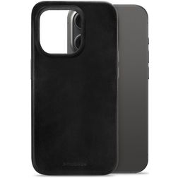 Mobilize Premium Coque iPhone 15 Pro MagSafe Coque arrière en Cuir Véritable - Noir
