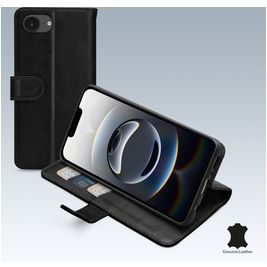 Mobilize Wallet Housse iPhone 16e Etui en Cuir Véritable Porte-Monnaie - Noir