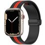 Mobigear Stripe Mag Bracelet Silicone Apple Watch Fermeture magnétique - 42/41/40/38 mm - Noir / Rouge