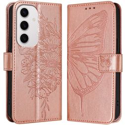 Mobigear Butterfly Housse Samsung Galaxy S24 FE Etui Porte-Monnaie - Rose doré