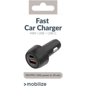 Mobilize - Double USB / USB-C Chargeur voiture Power Delivery 48W - Noir