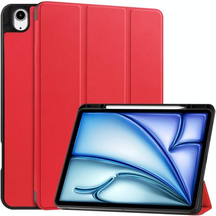 Mobigear Tri-Fold Coque iPad Air 13 Pouces (2026) Etui + Porte-crayon - Rouge