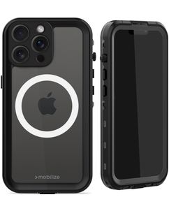 Mobilize Waterproof Coque iPhone 15 Pro Max MagSafe Coque arrière Imperméable Rigide - Noir