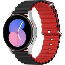 Mobigear Ocean Bracelet Silicone Smartwatch Fermeture boucle ardillon - Connexion universelle de 22 mm - Noir / Rouge