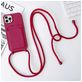 Mobigear Lanyard Card iPhone 15 Pro Max Coque avec cordon en Silicone et Porte-Cartes - Bordeaux