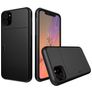 Mobigear Card iPhone 11 Plastique rigide Coque arrière Antichoc avec porte-cartes - Noir