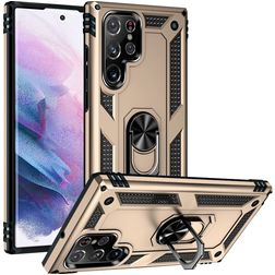Mobigear Armor Ring Coque Samsung Galaxy S23 Ultra Coque arrière Rigide Anti-Chocs avec Anneau-Support - Or