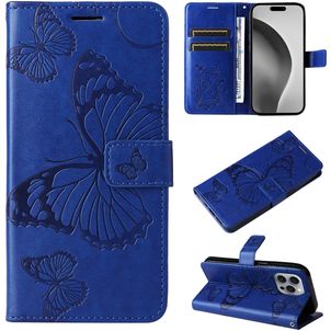 Mobigear Butterfly Housse iPhone 16 Pro Max Etui Porte-Monnaie - Bleu