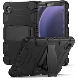 Mobigear ShieldStand Coque Samsung Galaxy Tab A9 (2023) Coque arrière en Plastique rigide,Silicone + Support Amovible - Noir