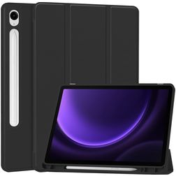 Mobigear Tri-Fold Gel Coque Samsung Galaxy Tab S9 FE Etui en TPU,Similicuir + Porte-crayon - Noir