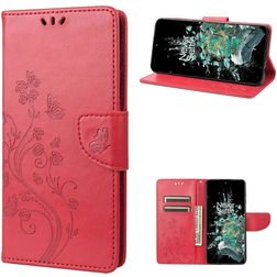 Mobigear Butterfly Housse OnePlus 10T Etui Porte-Monnaie - Rouge