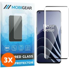 Mobigear Premium OnePlus 10 Pro Verre trempé Protection d'écran - Compatible Coque - Noir (Lot de 3)