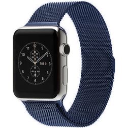 Mobigear Style Loop Bracelet Milanais pour Apple Watch Fermeture magnétique - 42/41/40/38 mm - Bleu