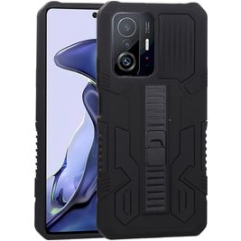 Mobigear Armor Stand Coque Xiaomi 11T Coque arrière Rigide Anti-Chocs avec Support Amovible - Noir