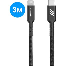 Mobigear Nylon - Câble USB-C vers Apple Lightning MFI 3 mètres - Noir